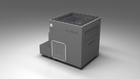 BlueCube LIMITLESS cold plunge tub grey with perforated screens with carbon fiber tub left back view [bc color=grey screen=screen deck=none tub=carbon-fiber view=bl]