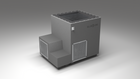 BlueCube LIMITLESS cold plunge tub grey with perforated screens with carbon fiber tub right back view [bc color=grey screen=screen deck=none tub=carbon-fiber view=br]
