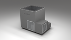 BlueCube LIMITLESS cold plunge tub grey with perforated screens with carbon fiber tub right front view [bc color=grey screen=screen deck=none tub=carbon-fiber view=fr]