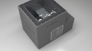 BlueCube LIMITLESS cold plunge tub grey with perforated screens with carbon fiber tub top down view [bc color=grey screen=screen deck=none tub=carbon-fiber view=top]