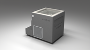 BlueCube LIMITLESS cold plunge tub grey with perforated screens with gel coated tub left back view [bc color=grey screen=screen deck=none tub=gel-coated view=bl]