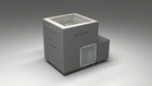 BlueCube LIMITLESS cold plunge tub grey with perforated screens with gel coated tub left front view [bc color=grey screen=screen deck=none tub=gel-coated view=fl]