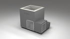 BlueCube LIMITLESS cold plunge tub grey with perforated screens with gel coated tub right front view [bc color=grey screen=screen deck=none tub=gel-coated view=fr]