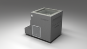 BlueCube LIMITLESS cold plunge tub grey with perforated screens with hempcarbon tub left back view [bc color=grey screen=screen deck=none tub=hempcarbon view=bl]