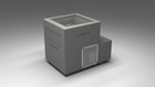 BlueCube LIMITLESS cold plunge tub grey with perforated screens with hempcarbon tub left front view [bc color=grey screen=screen deck=none tub=hempcarbon view=fl]