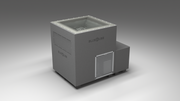BlueCube LIMITLESS cold plunge tub grey with perforated screens with hempcarbon tub left front view [bc color=grey screen=screen deck=none tub=hempcarbon view=fl]