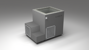 BlueCube LIMITLESS cold plunge tub grey with perforated screens with hempcarbon tub right back view [bc color=grey screen=screen deck=none tub=hempcarbon view=br]