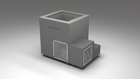 BlueCube LIMITLESS cold plunge tub grey with perforated screens with hempcarbon tub right front view [bc color=grey screen=screen deck=none tub=hempcarbon view=fr]