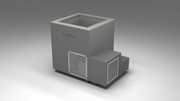 BlueCube LIMITLESS cold plunge tub grey with perforated screens with hempcarbon tub right front view [bc color=grey screen=screen deck=none tub=hempcarbon view=fr]