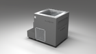 BlueCube LIMITLESS cold plunge tub grey with perforated screens left back view [bc color=grey screen=screen deck=none tub=stainless view=bl]