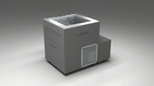 BlueCube LIMITLESS cold plunge tub grey with perforated screens left front view [bc color=grey screen=screen deck=none tub=stainless view=fl]
