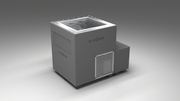 BlueCube LIMITLESS cold plunge tub grey with perforated screens left front view [bc color=grey screen=screen deck=none tub=stainless view=fl]