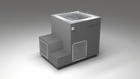 BlueCube LIMITLESS cold plunge tub grey with perforated screens right back view [bc color=grey screen=screen deck=none tub=stainless view=br]
