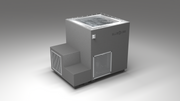 BlueCube LIMITLESS cold plunge tub grey with perforated screens right back view [bc color=grey screen=screen deck=none tub=stainless view=br]