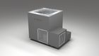 BlueCube LIMITLESS cold plunge tub grey with perforated screens right front view [bc color=grey screen=screen deck=none tub=stainless view=fr]