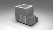 BlueCube LIMITLESS cold plunge tub grey with perforated screens right front view [bc color=grey screen=screen deck=none tub=stainless view=fr]