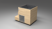 BlueCube LIMITLESS cold plunge tub uncladded with perforated screens with carbon fiber tub left back view [bc color=uncladded screen=screen deck=none tub=carbon-fiber view=bl]