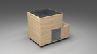 BlueCube LIMITLESS cold plunge tub uncladded with perforated screens with carbon fiber tub left front view [bc color=uncladded screen=screen deck=none tub=carbon-fiber view=fl]