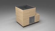 BlueCube LIMITLESS cold plunge tub uncladded with perforated screens with carbon fiber tub left front view [bc color=uncladded screen=screen deck=none tub=carbon-fiber view=fl]
