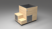 BlueCube LIMITLESS cold plunge tub uncladded with perforated screens with carbon fiber tub right back view [bc color=uncladded screen=screen deck=none tub=carbon-fiber view=br]