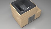 BlueCube LIMITLESS cold plunge tub uncladded with perforated screens with carbon fiber tub top down view [bc color=uncladded screen=screen deck=none tub=carbon-fiber view=top]