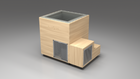 BlueCube LIMITLESS cold plunge tub uncladded with perforated screens with hempcarbon tub right front view [bc color=uncladded screen=screen deck=none tub=hempcarbon view=fr]