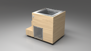 BlueCube LIMITLESS cold plunge tub uncladded with perforated screens left back view [bc color=uncladded screen=screen deck=none tub=stainless view=bl]