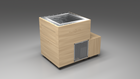 BlueCube LIMITLESS cold plunge tub uncladded with perforated screens left front view [bc color=uncladded screen=screen deck=none tub=stainless view=fl]