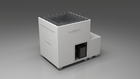 BlueCube LIMITLESS cold plunge tub white with carbon fiber tub left front view [bc color=white screen=frame deck=none tub=carbon-fiber view=fl]