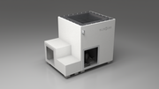 BlueCube LIMITLESS cold plunge tub white with carbon fiber tub right back view [bc color=white screen=frame deck=none tub=carbon-fiber view=br]