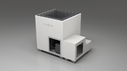 BlueCube LIMITLESS cold plunge tub white with carbon fiber tub right front view [bc color=white screen=frame deck=none tub=carbon-fiber view=fr]