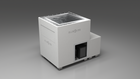 BlueCube LIMITLESS cold plunge tub white left front view [bc color=white screen=frame deck=none tub=stainless view=fl]