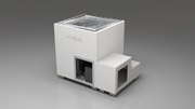 BlueCube LIMITLESS cold plunge tub white right front view [bc color=white screen=frame deck=none tub=stainless view=fr]