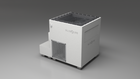BlueCube LIMITLESS cold plunge tub white with perforated screens with carbon fiber tub left back view [bc color=white screen=screen deck=none tub=carbon-fiber view=bl]