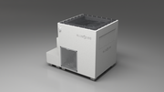 BlueCube LIMITLESS cold plunge tub white with perforated screens with carbon fiber tub left back view [bc color=white screen=screen deck=none tub=carbon-fiber view=bl]