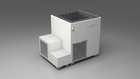 BlueCube LIMITLESS cold plunge tub white with perforated screens with carbon fiber tub right back view [bc color=white screen=screen deck=none tub=carbon-fiber view=br]