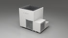 BlueCube LIMITLESS cold plunge tub white with perforated screens with carbon fiber tub right front view [bc color=white screen=screen deck=none tub=carbon-fiber view=fr]
