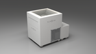 BlueCube LIMITLESS cold plunge tub white with perforated screens with gel coated tub left front view [bc color=white screen=screen deck=none tub=gel-coated view=fl]