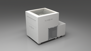 BlueCube LIMITLESS cold plunge tub white with perforated screens with gel coated tub left front view [bc color=white screen=screen deck=none tub=gel-coated view=fl]