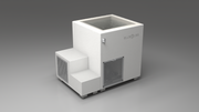 BlueCube LIMITLESS cold plunge tub white with perforated screens with gel coated tub right back view [bc color=white screen=screen deck=none tub=gel-coated view=br]