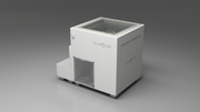 BlueCube LIMITLESS cold plunge tub white with perforated screens with hempcarbon tub left back view [bc color=white screen=screen deck=none tub=hempcarbon view=bl]