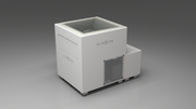 BlueCube LIMITLESS cold plunge tub white with perforated screens with hempcarbon tub left front view [bc color=white screen=screen deck=none tub=hempcarbon view=fl]