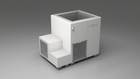 BlueCube LIMITLESS cold plunge tub white with perforated screens with hempcarbon tub right back view [bc color=white screen=screen deck=none tub=hempcarbon view=br]