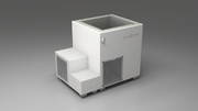 BlueCube LIMITLESS cold plunge tub white with perforated screens with hempcarbon tub right back view [bc color=white screen=screen deck=none tub=hempcarbon view=br]
