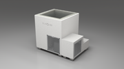 BlueCube LIMITLESS cold plunge tub white with perforated screens with hempcarbon tub right front view [bc color=white screen=screen deck=none tub=hempcarbon view=fr]