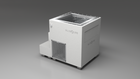 BlueCube LIMITLESS cold plunge tub white with perforated screens left back view [bc color=white screen=screen deck=none tub=stainless view=bl]