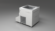 BlueCube LIMITLESS cold plunge tub white with perforated screens left back view [bc color=white screen=screen deck=none tub=stainless view=bl]