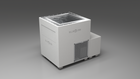 BlueCube LIMITLESS cold plunge tub white with perforated screens left front view [bc color=white screen=screen deck=none tub=stainless view=fl]