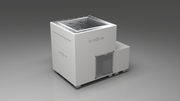 BlueCube LIMITLESS cold plunge tub white with perforated screens left front view [bc color=white screen=screen deck=none tub=stainless view=fl]