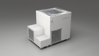 BlueCube LIMITLESS cold plunge tub white with perforated screens right back view [bc color=white screen=screen deck=none tub=stainless view=br]